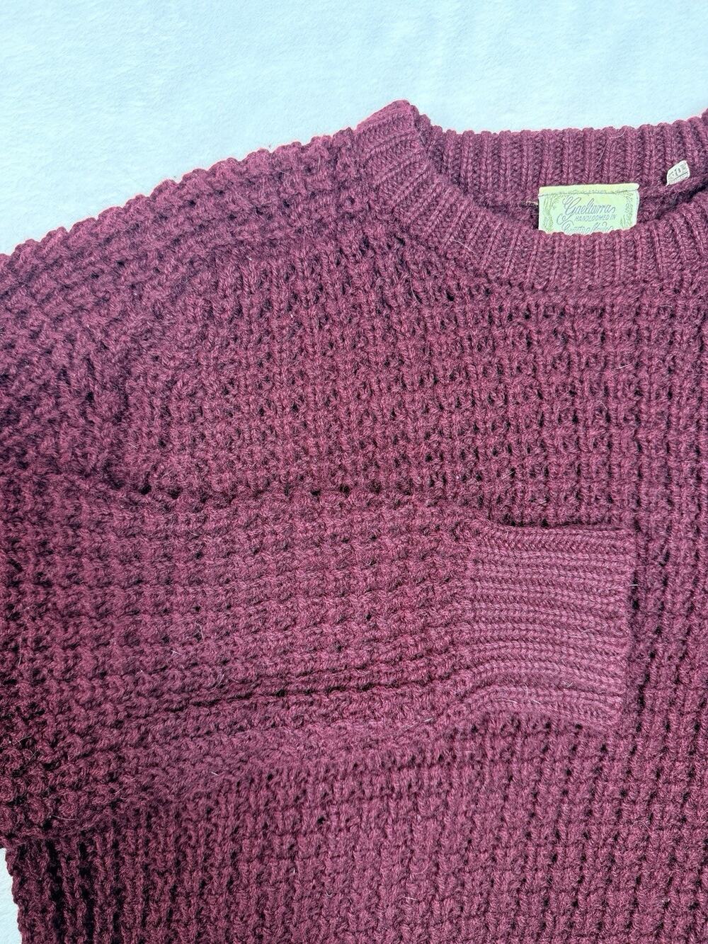 Gaeltarra VTG Wool Sweater Mens 40 M/L Burgundy Handloomed County Mayo Ireland